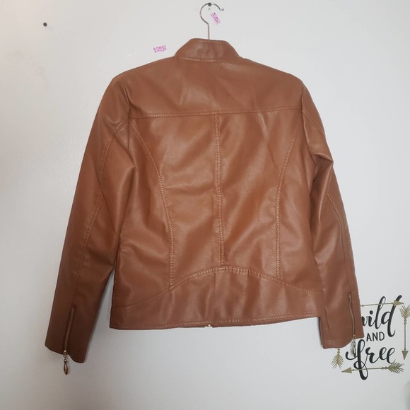 Brown Retro Moto Jacket Sz L - Picture 2 of 7